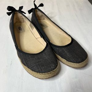 UGG Indah charcoal burlap flat 8.5 GUC